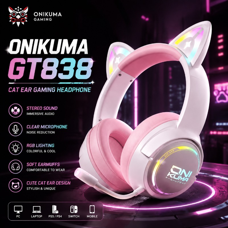 Gaming Console In Amazon - سماعة ألعاب ONIKUMA GT838 بتصميم أذن