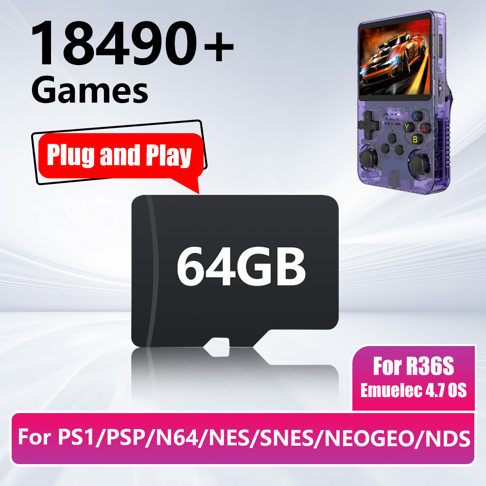 Gaming Console R36S - بطاقة ألعاب بسعة 64 جيجابايت لجهاز