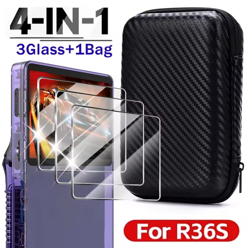 Gaming Console R36S - حافظة 4 في 1 + زجاج