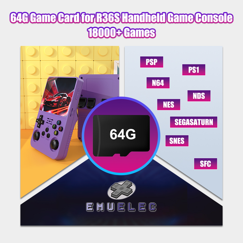 Gaming Console R36S - بطاقة لعبة TF 64G لوحدة تحكم
